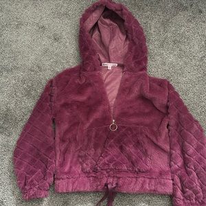 Crave | Fame // bubble gum dark pink half zip hooded cozy sweatshirt